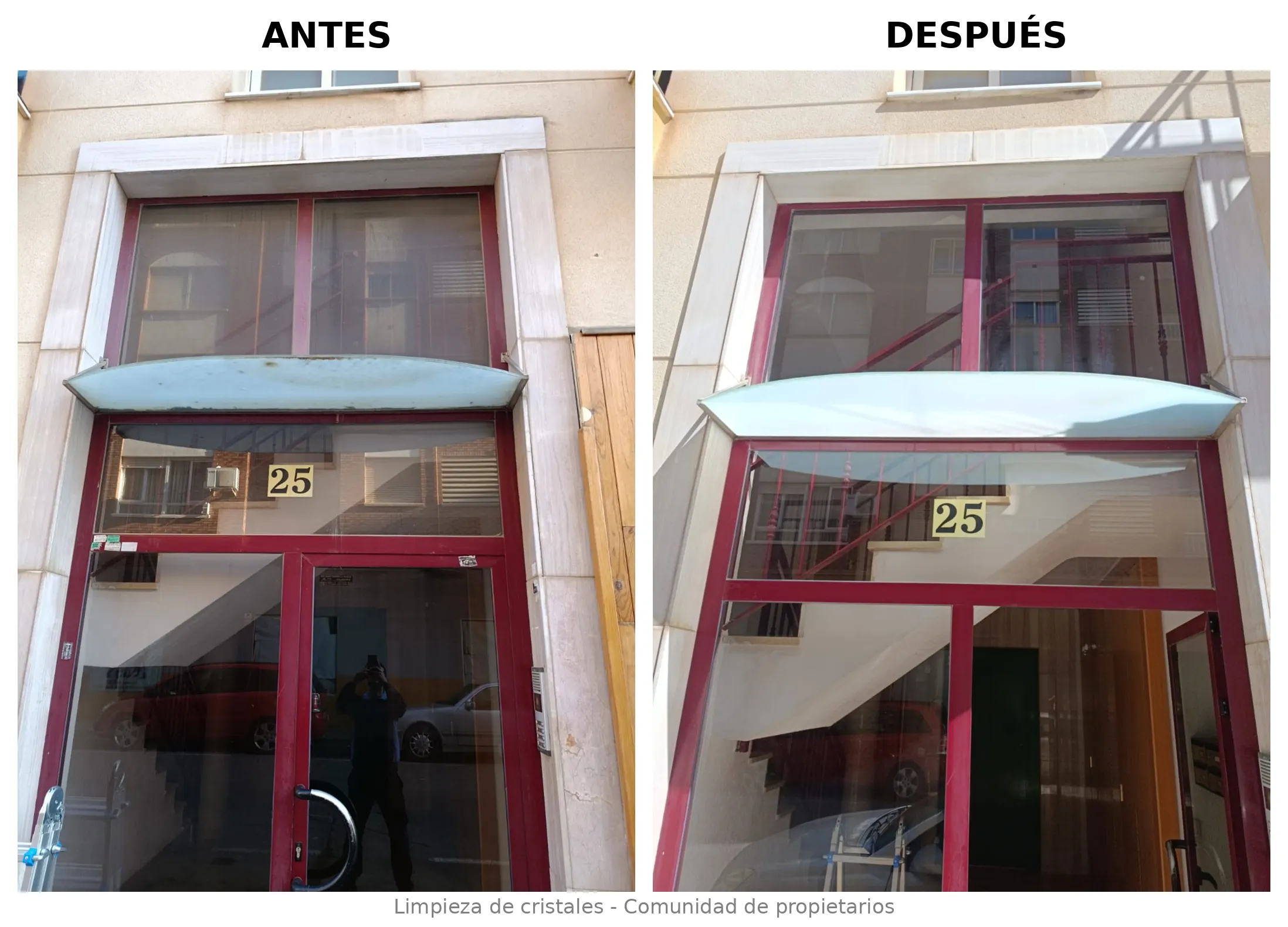 Limpieza de cristales en portal y zonas comunes de comunidad de propietarios en Castellón