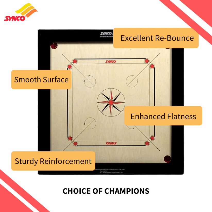 Synco Platinum 20mm Full Size Carrom Board - Image 2
