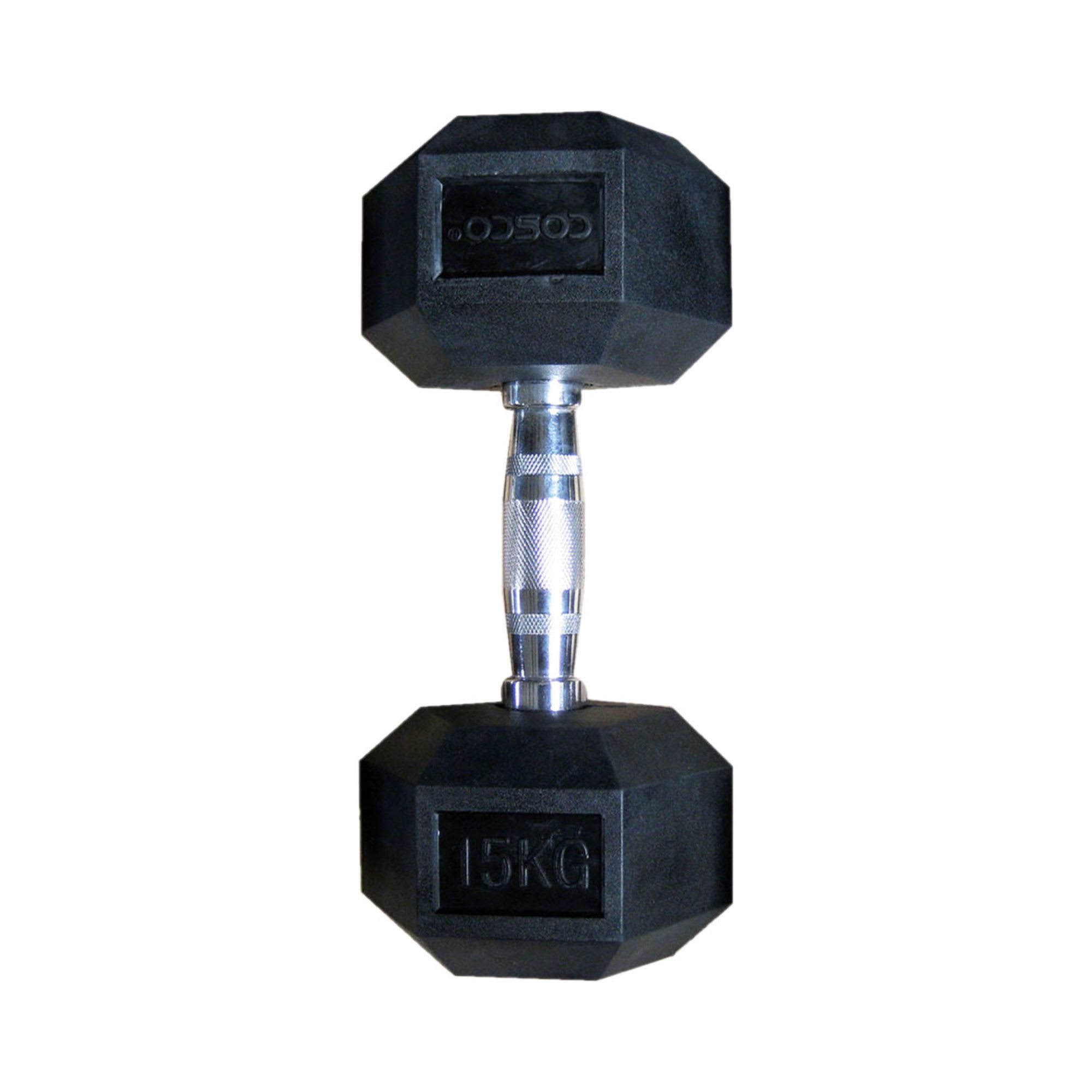 Cosco 1 Pair 15Kg Hexa Rubber Coated Dumbbells