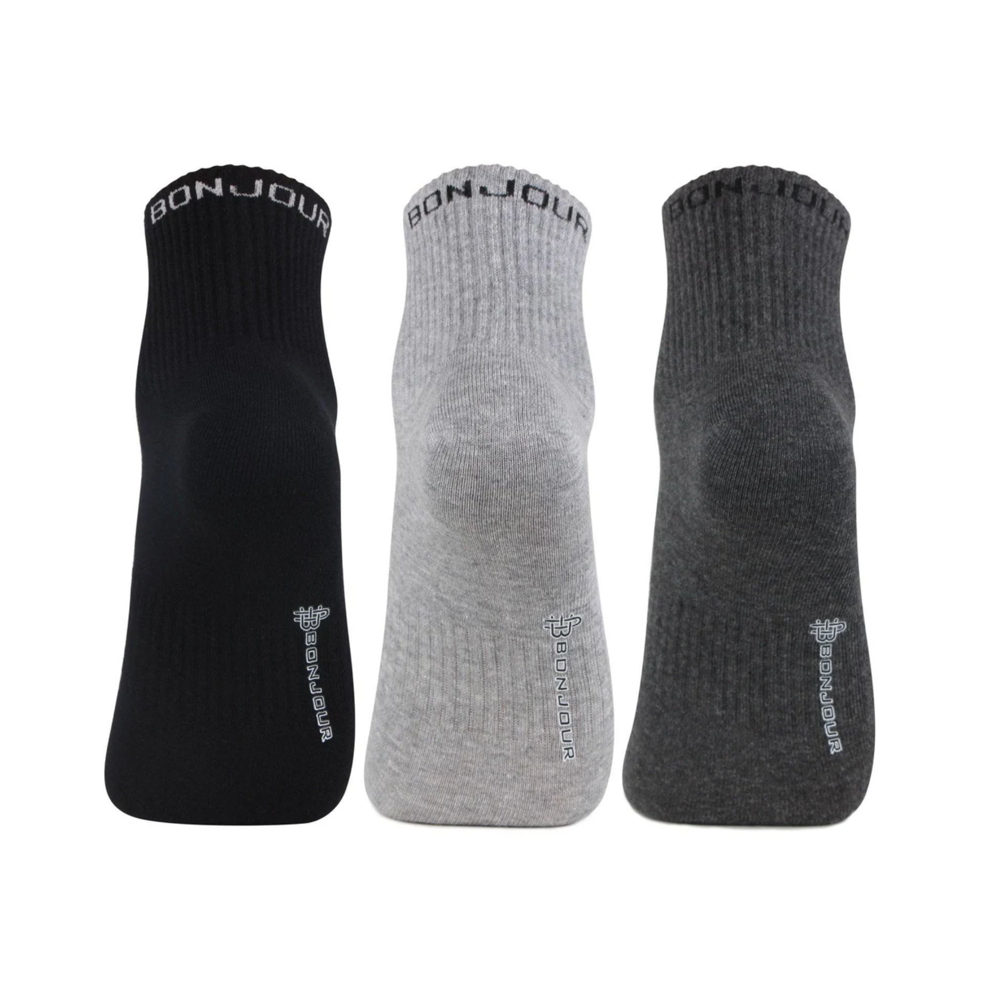 Bonjour Pack Of 3 Men's Cotton Ankle Sports Socks - Image 2