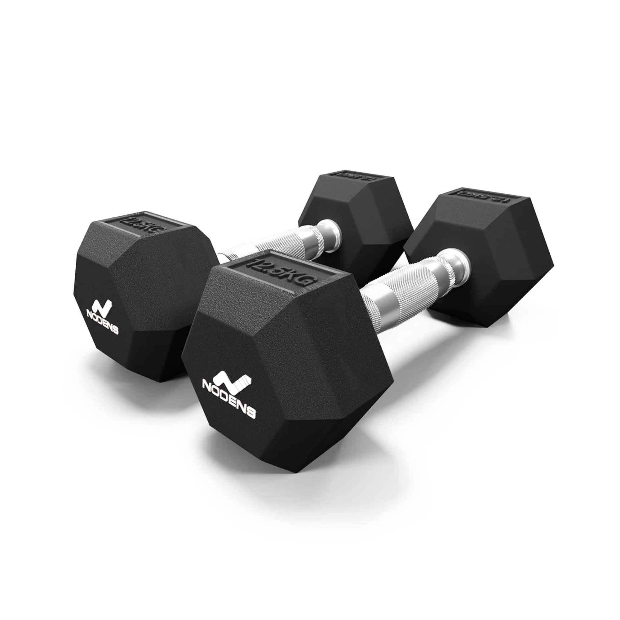 Nodens 1 Pair 12.5Kg Hexa Rubber Coated Dumbbells