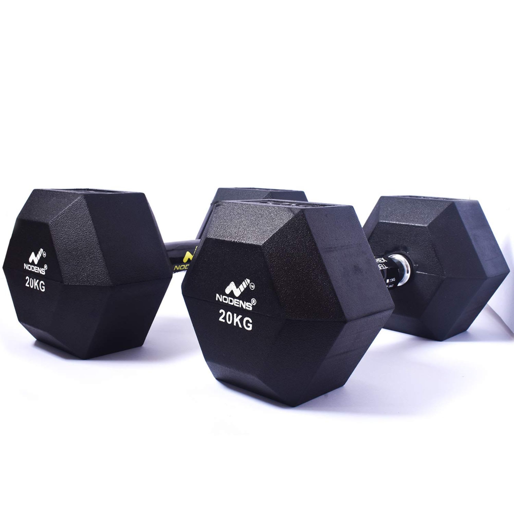 Nodens 1 Pair 20Kg Hexa Rubber Coated Dumbbells