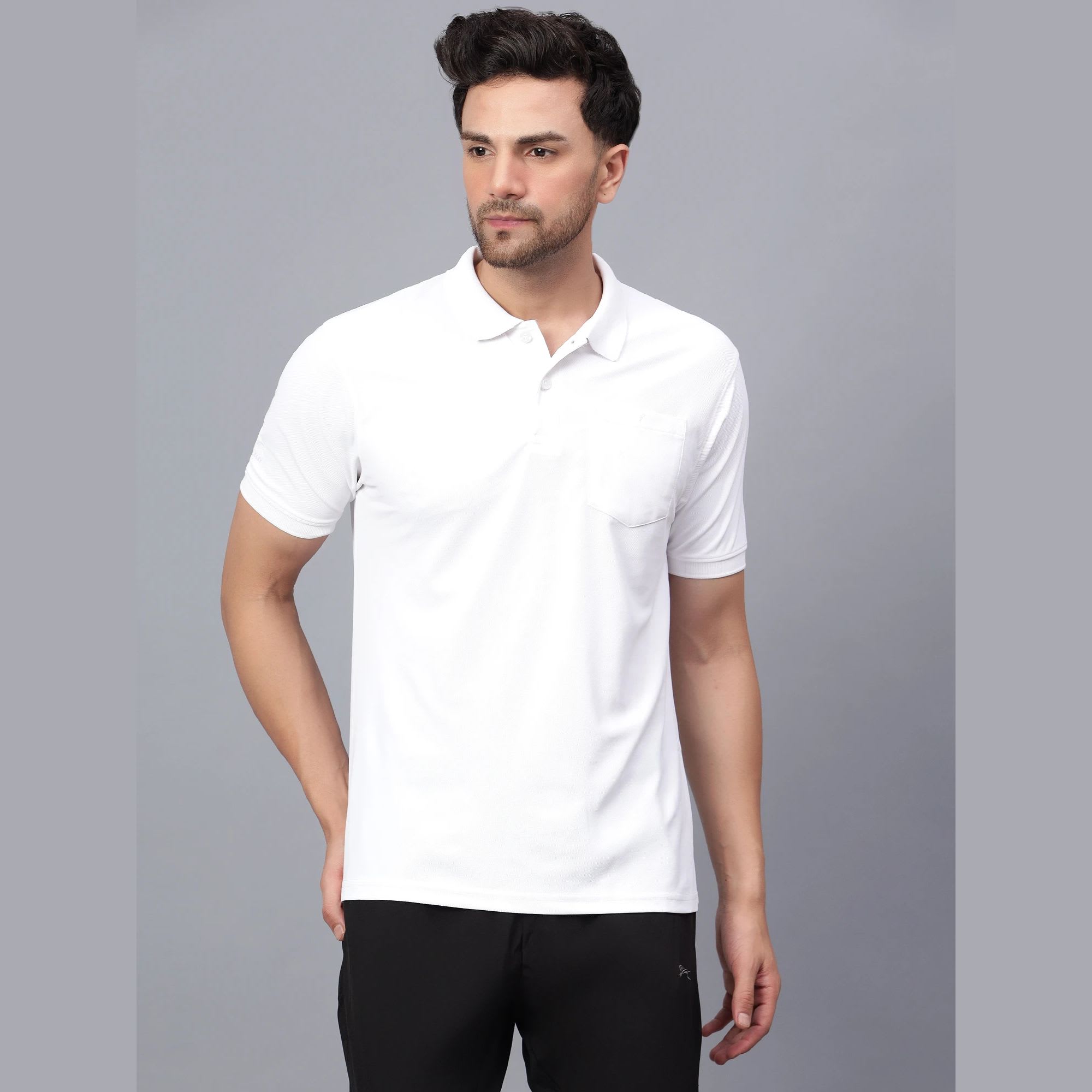 Shiv Naresh Dual Hue Tipped White Polo Regular Fit T-Shirt