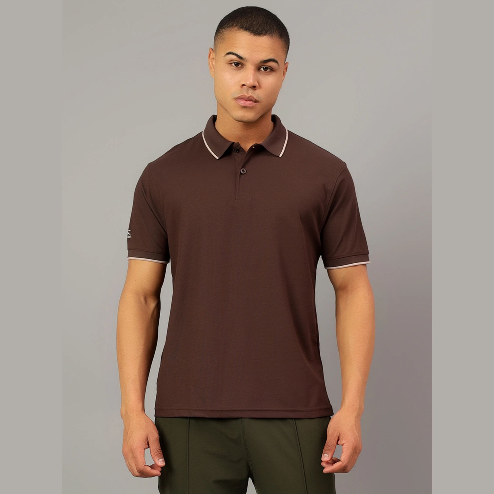 Shiv Naresh Dual Hue Tipped Brown Polo Regular Fit T-Shirt