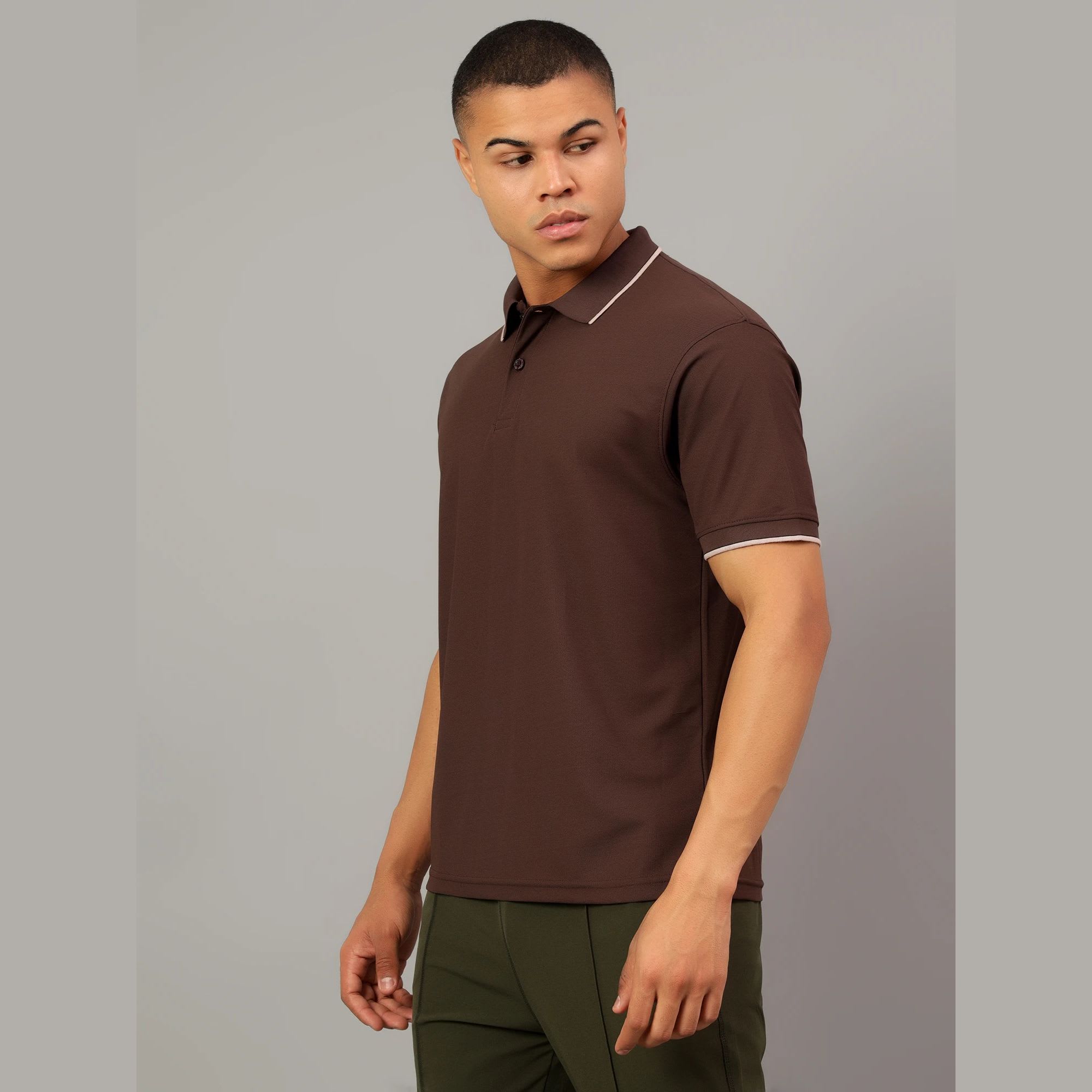 Shiv Naresh Dual Hue Tipped Brown Polo Regular Fit T-Shirt - Image 3