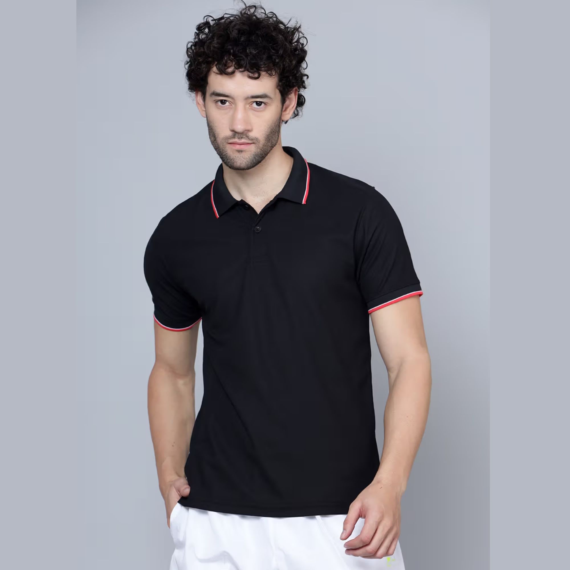 Shiv Naresh Black Polo Pique Knit SNP01J Black T-Shirt - Image 3