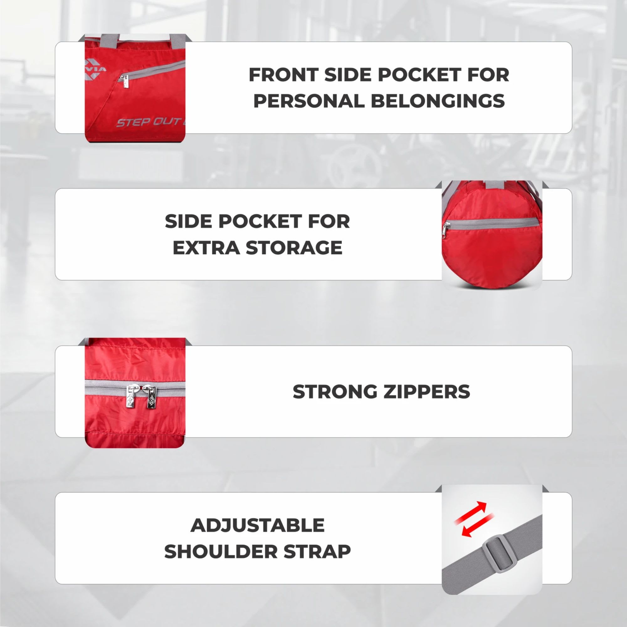 Nivia Deflate-01 Round Red Gym Bag - Image 5