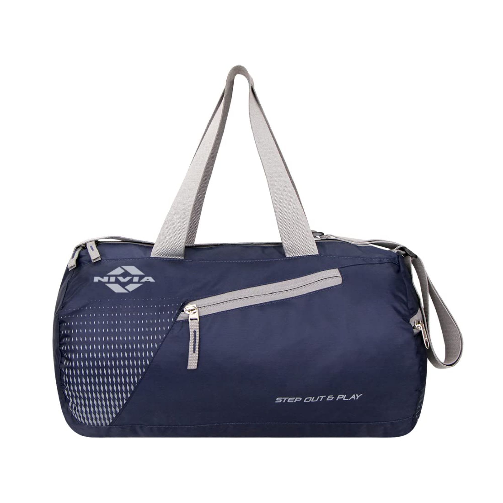 Nivia Deflate-01 Round Navy & Grey Gym Bag - Image 3