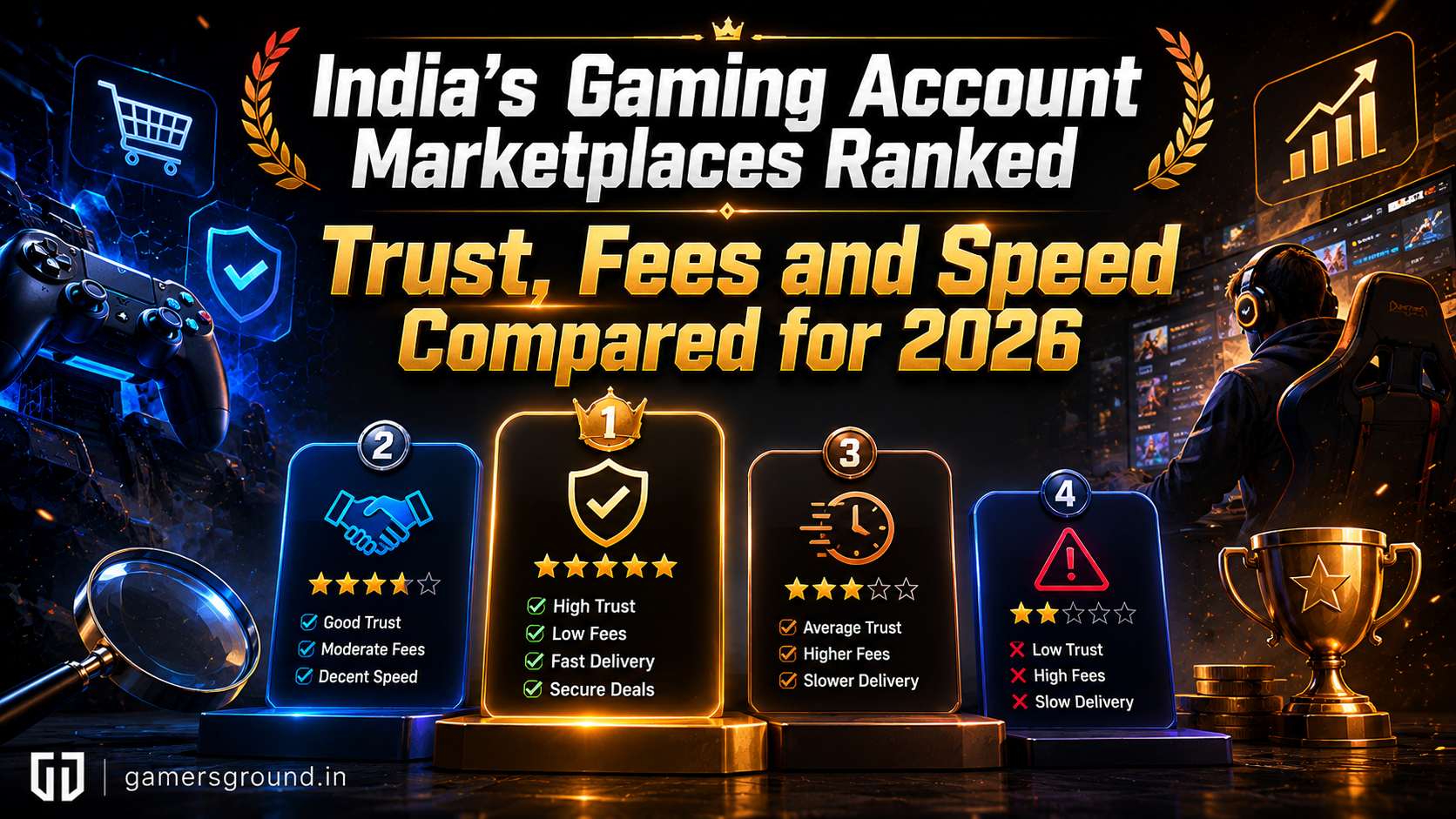 India's Most Popular Gaming Account Marketplaces - Ranked by Trust, Fees & Speed (2026)