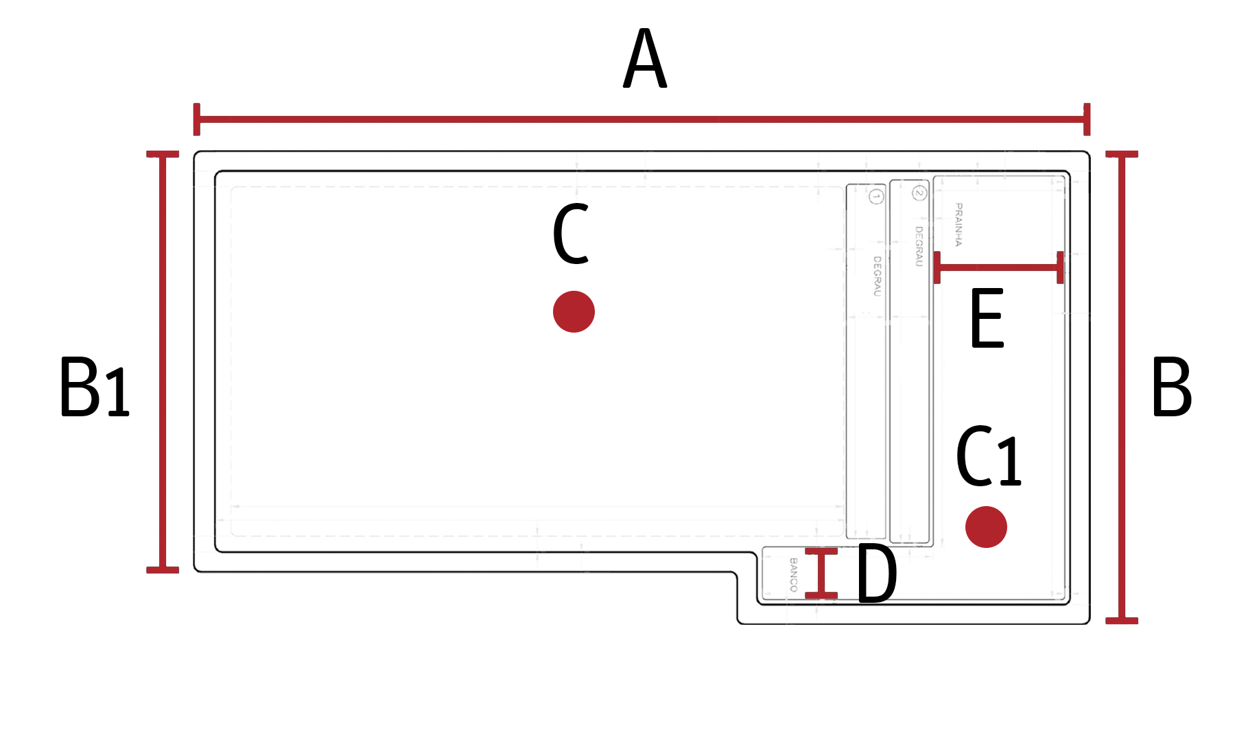 Diagrama de medidas da Linha Retrô