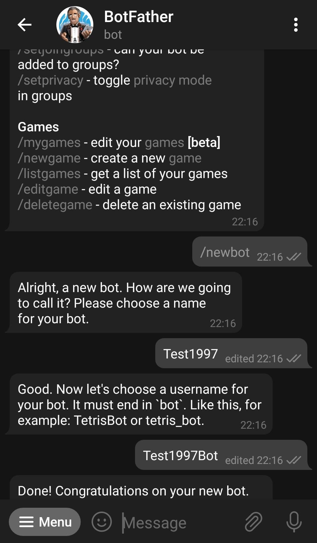 Bot send text