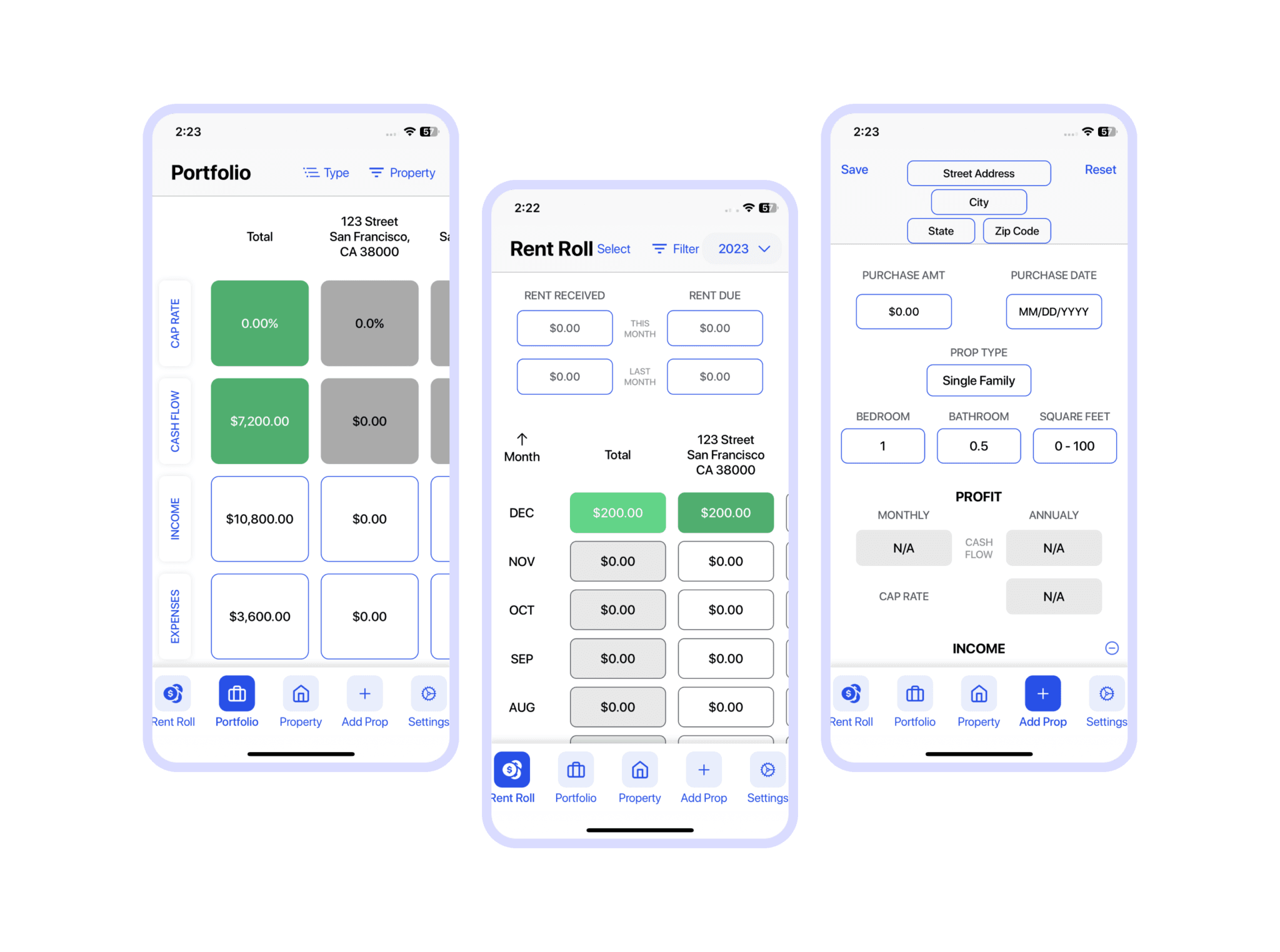 Rental Property Dashboard 3 Pages Screen Shots