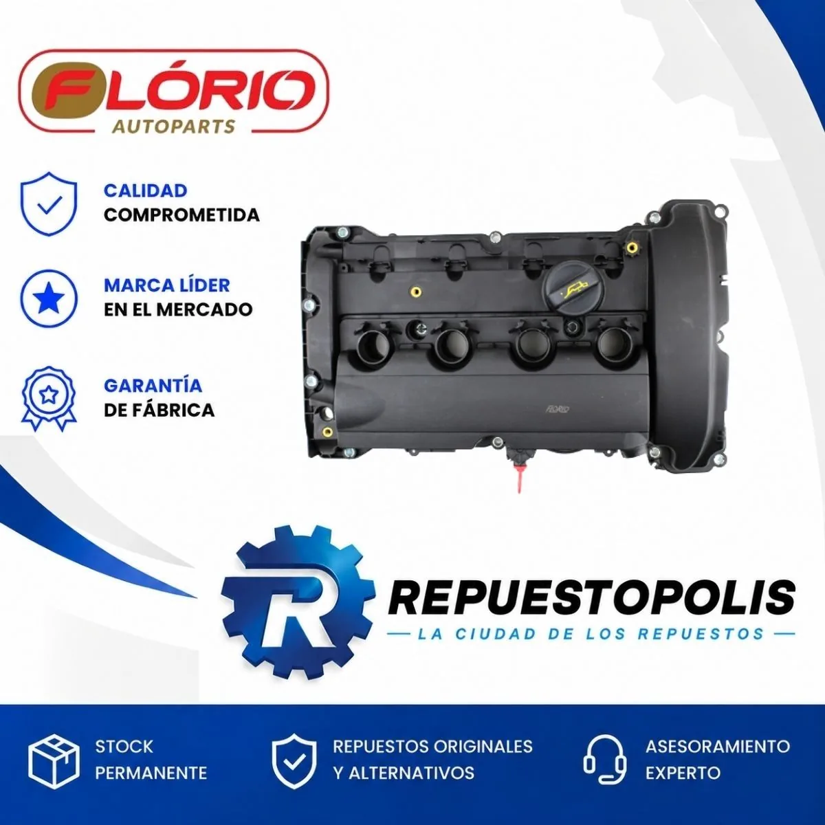 Tapa de válvulas para Citroën C4 N/D y C5 N/D, Peugeot 2008 N/D, 208 N/D, 3008 N/D, 308 N/D, 408 N/D y 5008 N/D - FLORIO