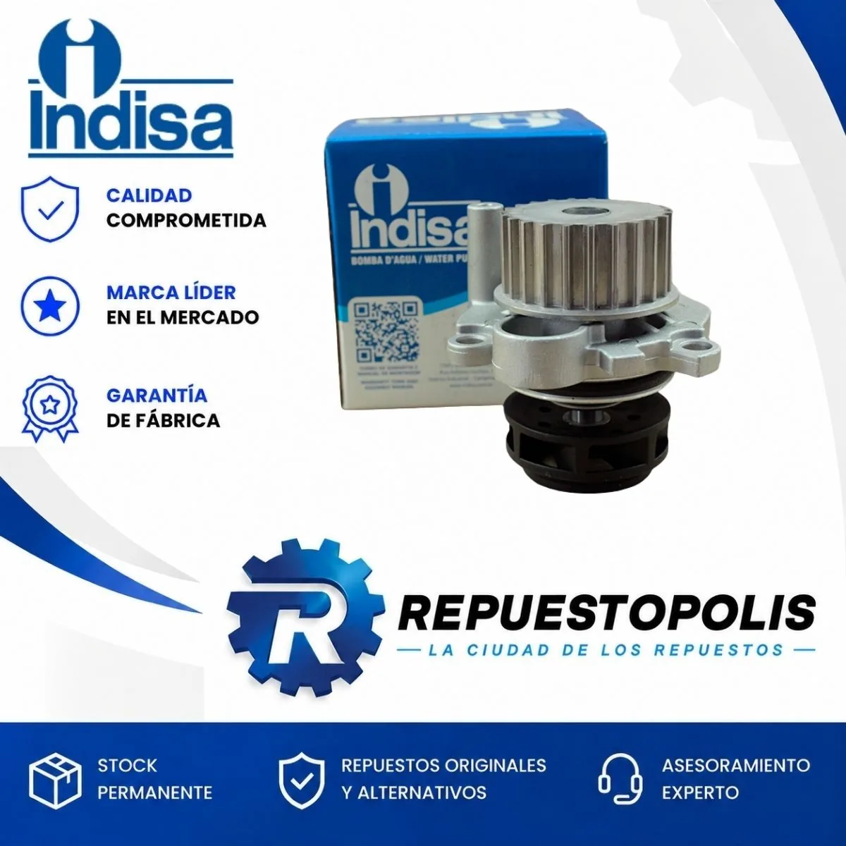 Bomba de agua para Audi A3 1.8, A4 1.8, TT 1.8 y S3 1.8, Volkswagen Bora 1.8, Golf III 2.0, Golf IV 2.0 y Passat 1.8 y 2.0 y 2 más - INDISA