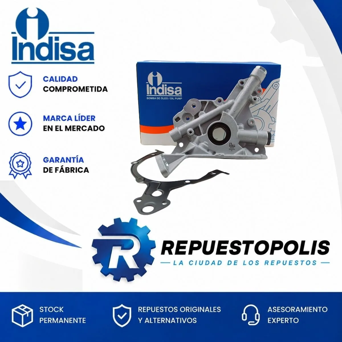 Bomba de aceite para Chevrolet Onix 1.4, Prisma 1.4, Spin 1.8, Cobalt 1.8 y Agile 1.4 - INDISA