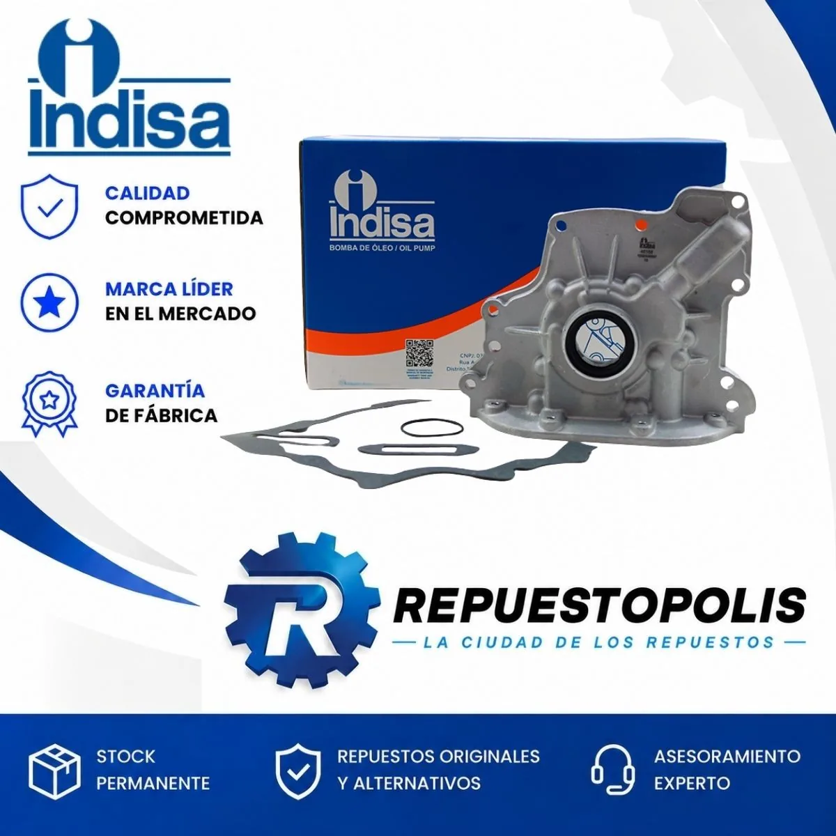 Bomba de aceite para Volkswagen Fox 1.6, Gol 1.4 y 1.6, Suran 1.6 y Voyage 1.6 - INDISA