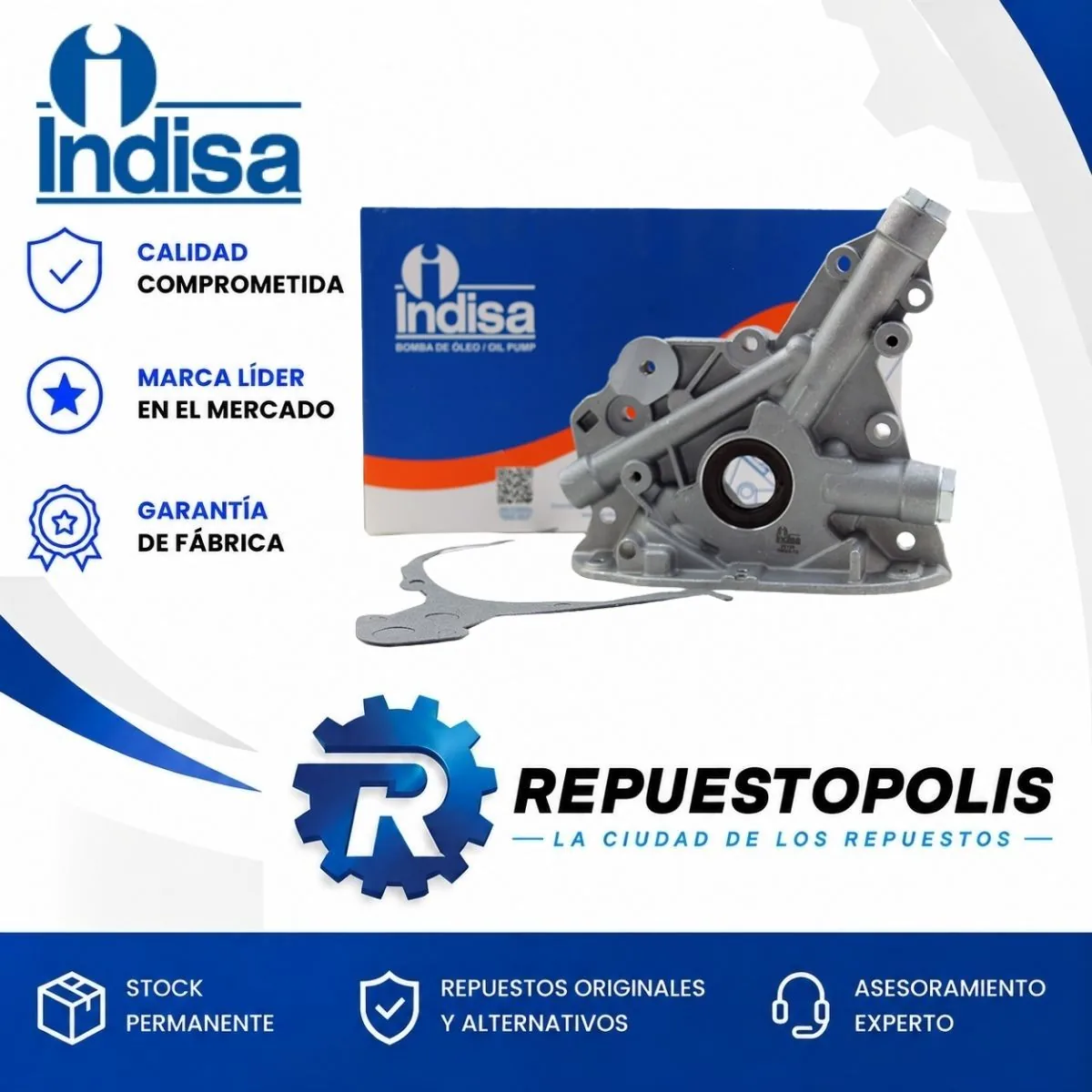 Bomba de aceite para Chevrolet Agile 1.4, Astra 2.0, Celta 1.4, Corsa 1.4 y 1.6 y Prisma 1.4 - INDISA