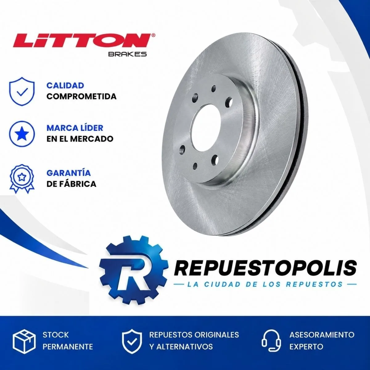 Disco de freno delantero ventilado para Fiat Marea 1.9 Jtd, Fiat Marea 1.6 16V, Fiat Siena 1.8 8V 1.8 8V y Fiat Siena 1.6 16V Torque y 29 más - LITTON