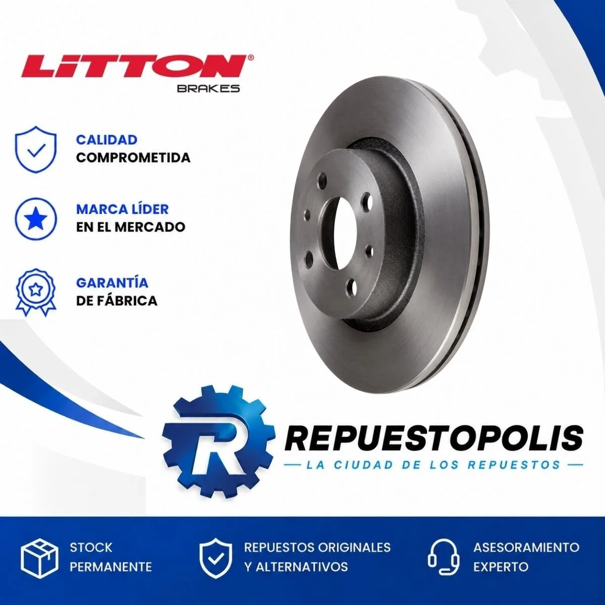 Disco de freno delantero solido para Fiat Mobi 1.0 8V Fire, Fiat Palio 1.4 8V Evo, Fiat Tipo 1.4 y Fiat Tipo 1.7D 5 y 9 más - LITTON