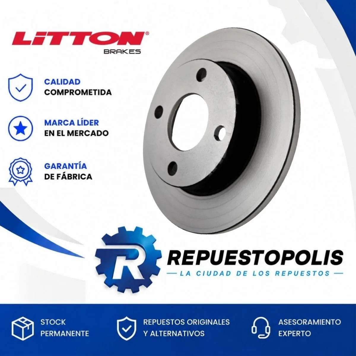 Disco de freno delantero solido para Ford Ka 1.0 Zetec, Ford Ka 1.3 Endura, Ford Fiesta 1.4 16V Clx Zetec y Ford Courier 1.4 16V Si Da Zetec y 1 más - LITTON