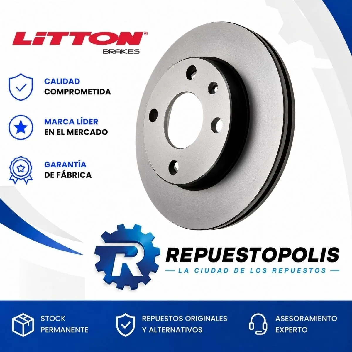 Disco de freno ventilado Delantero para Ford Verona 1.8I Utc, Ford Orion 1.6I Ap, Ford Orion 1.8I Audi y Ford Orion 2.0I Ap y 17 más - LITTON
