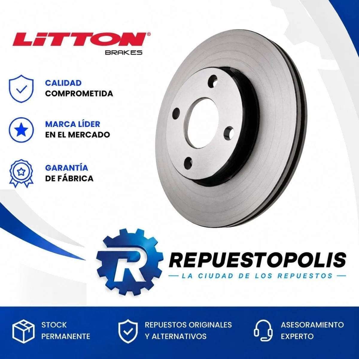 Disco de freno ventilado Delantero para Ford Focus 1.6 8V Zetec, Ford Focus 1.8 16V Zetec, Ford Focus 1.8 Tdi Lynx y Ford Focus 2.0 16V Zetec y 6 más - LITTON