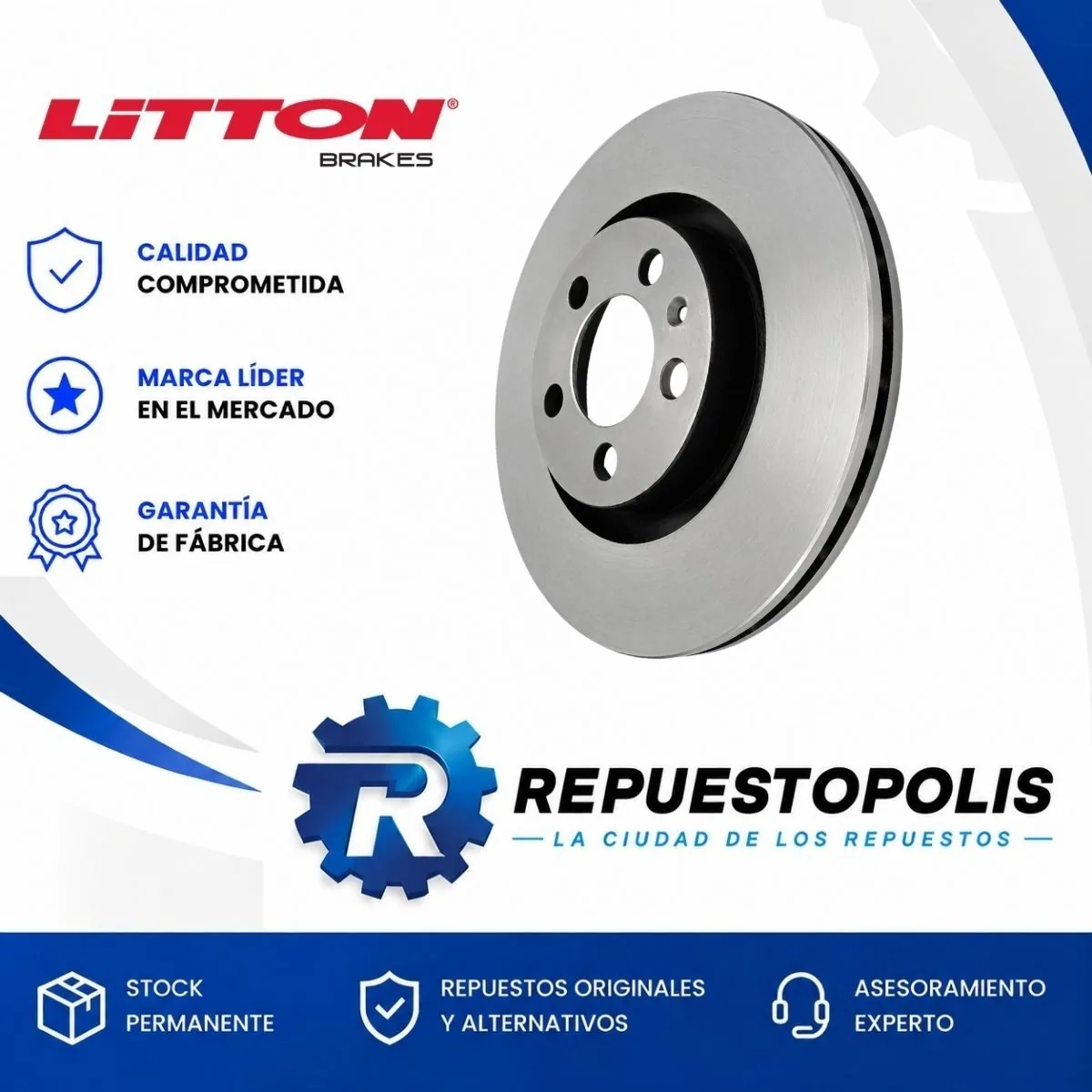 Disco de freno ventilado Delantero para Volkswagen Bora 1.9 Tdi Axr, Volkswagen New Beetle 1.9 Tdi Atd y Volkswagen Golf 1.8 T Ea113 y 11 más - LITTON