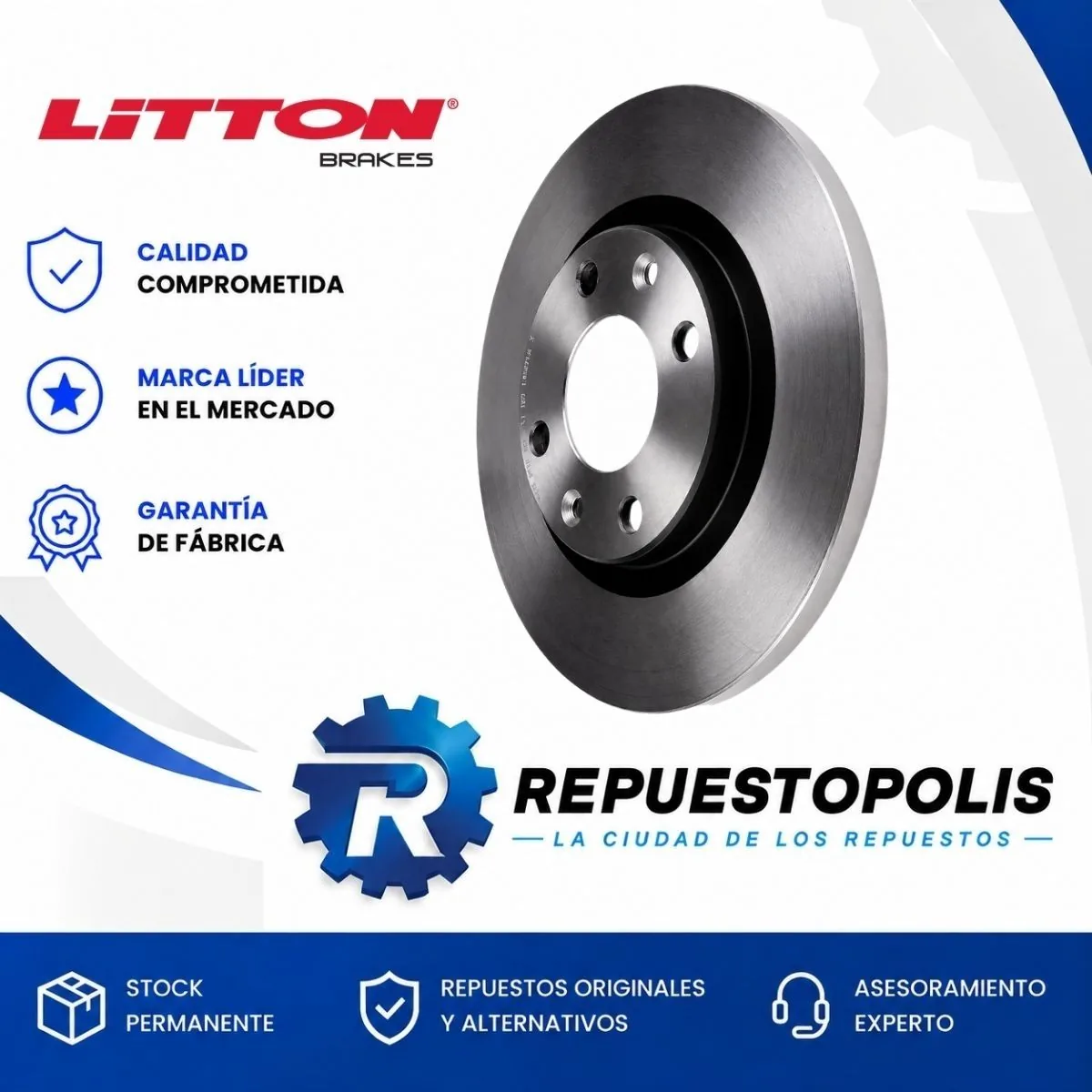 Disco de freno delantero solido para Citroen C3 1.4I Tu3, Citroen C3 1.4 Hdi Dv4, Citroen C3 1.5I Tu4 y Citroen Berlingo 1.9D Xud y 3 más - LITTON