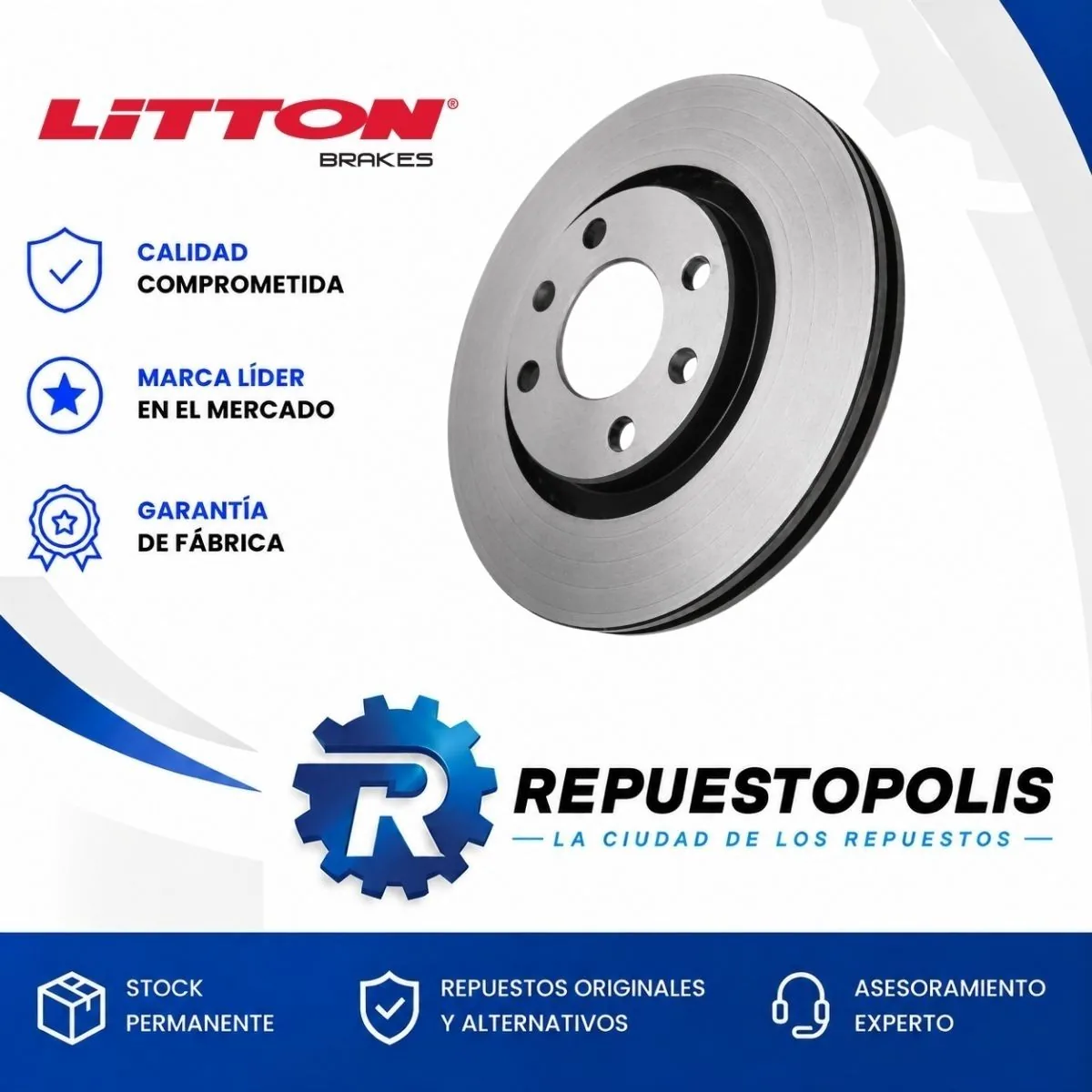Disco de freno delantero ventilado para Citroen C3 1.6 Vti Mt - LITTON