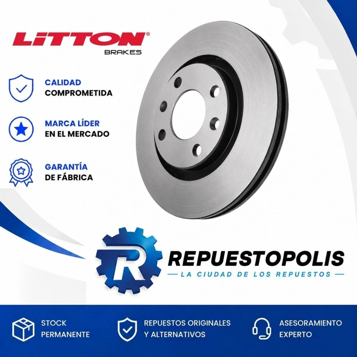 Disco de freno delantero ventilado para Citroen C3 1.5I Tu4, Citroen C3 1.6 Vti Ec5, Citroen C3 1.6 16V Tu5 y Citroen C3 Aircross 1.6 Vti Mt Ec5 y 42 más - LITTON