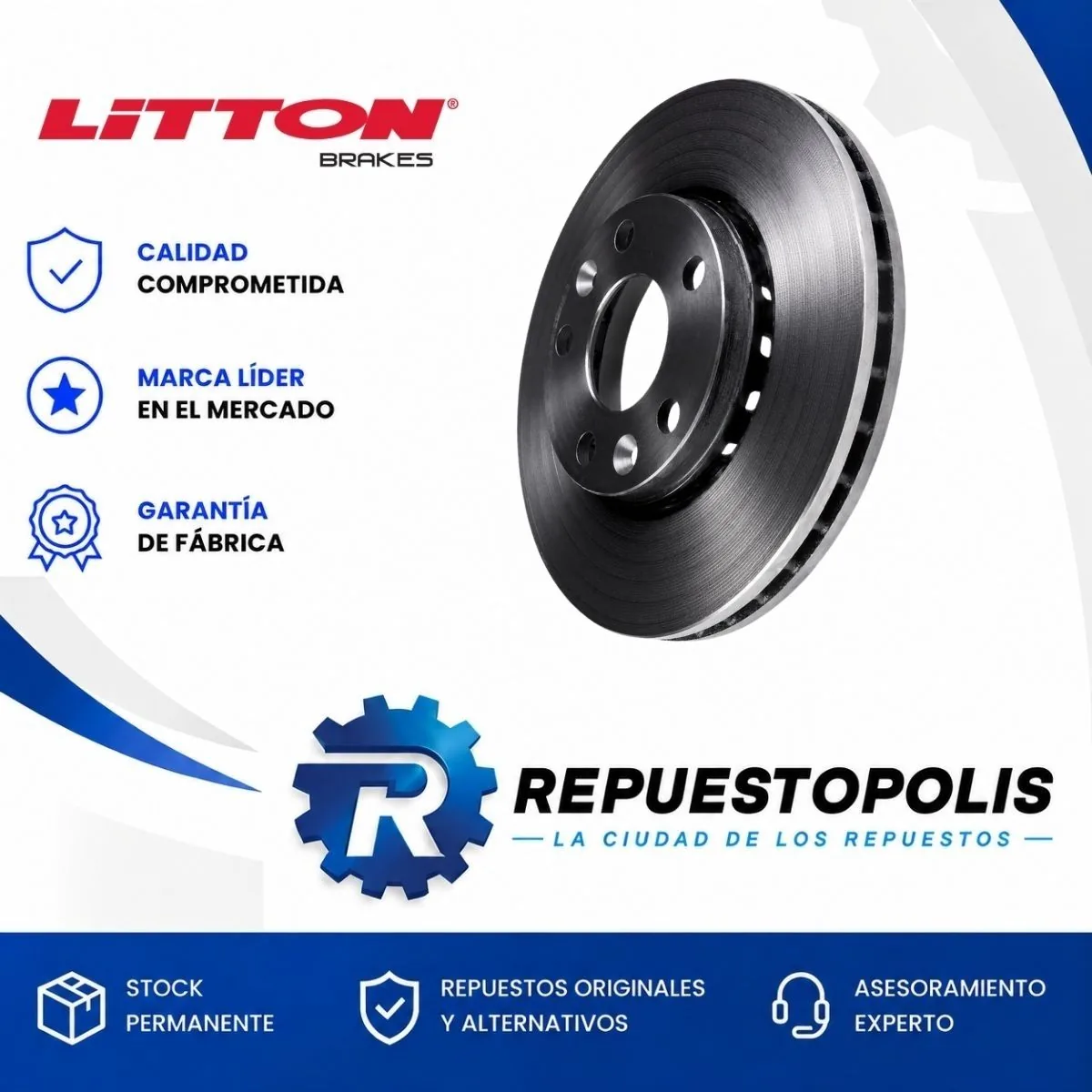 Disco de freno ventilado Delantero para Renault Duster 2.0 16V F4R, Renault Megane 2.0 16V M4R, Renault Fluence 2.0 16V Cvt M4R y Renault Fluence 2.0 16V M4R y 6 más - LITTON