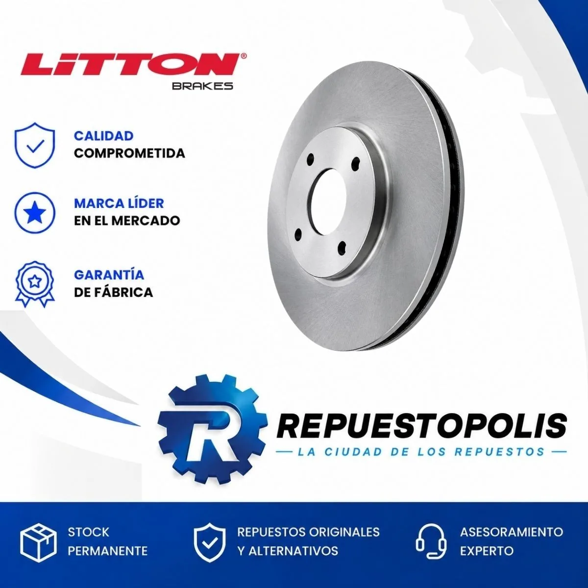Disco de freno ventilado Delantero para Ford Ecosport2 1.5 Tdci Dv5, Ford Ecosport2 1.5 16V At Dragon 3Cyl y Ford Ecosport2 1.5 16V Mt Dragon 3Cyl y 5 más - LITTON