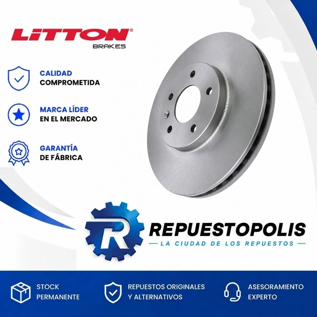 Disco de freno delantero ventilado  para Chevrolet Cruze 2.0 Vcdi Z20D y Alfa Romeo Giulia 2.0 200Cv 2Wd - LITTON