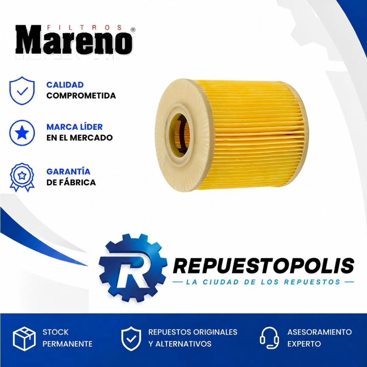 Filtro de aceite (cartucho) para Peugeot 206, Peugeot 307, Peugeot 207 Compact y Peugeot Partner y 3 más - MARENO