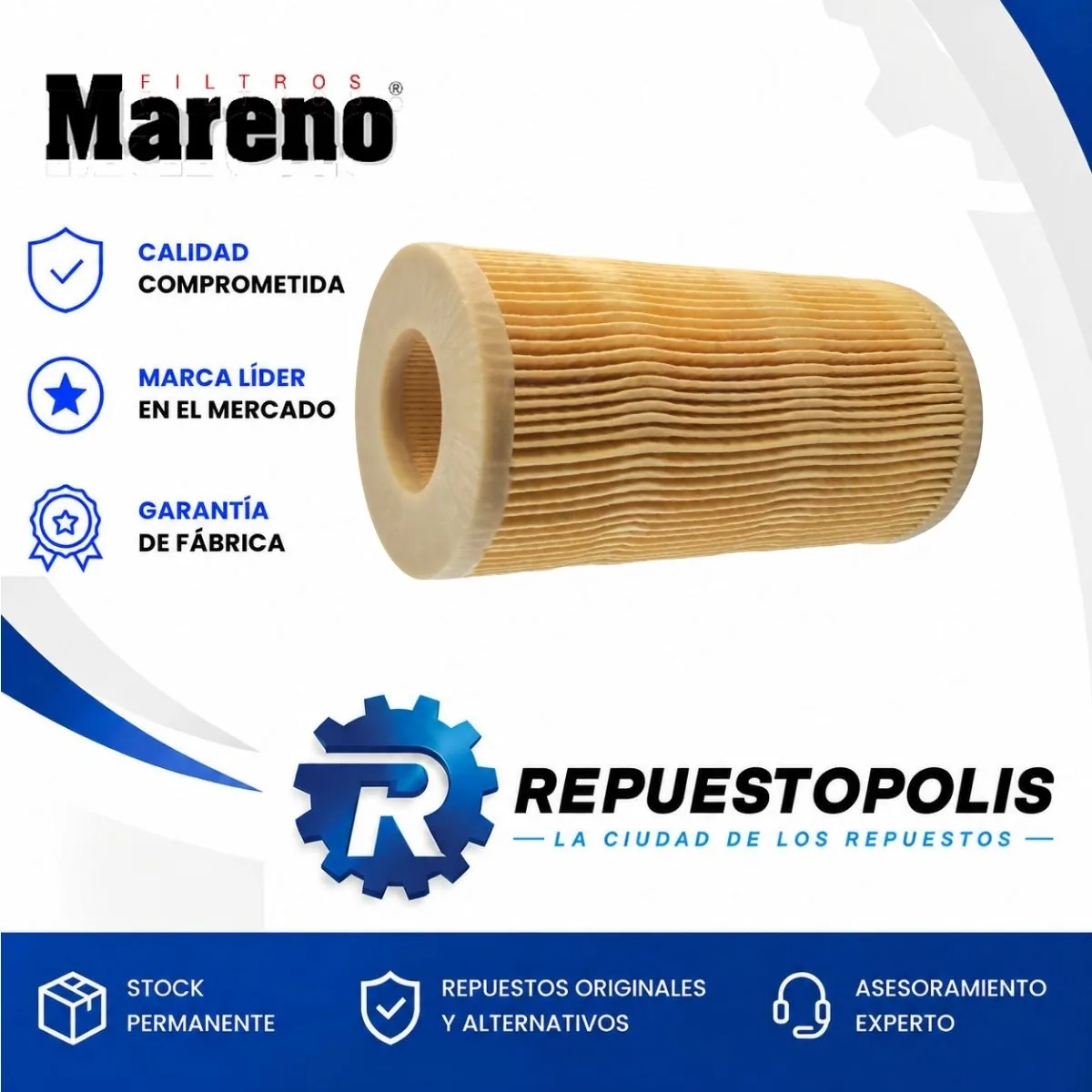 Filtro de aceite (cartucho) para Volkswagen Vento, Volkswagen Passat y Audi A3 2.0 '06 - MARENO