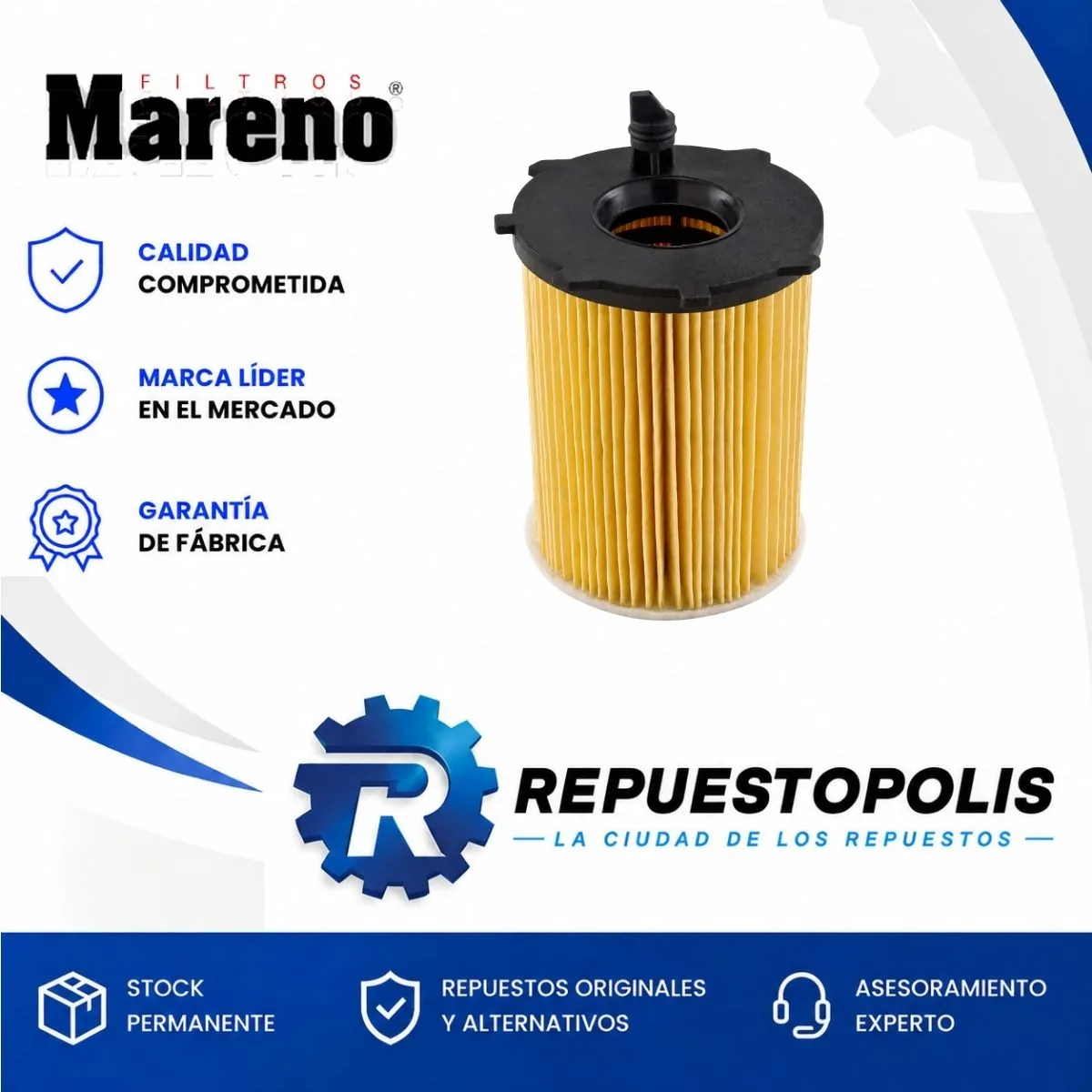 Filtro de aceite (cartucho) para Ford Fiesta, Ford Ecosport 1.4 TDCI, Citroën C3 y Citroën C4 y 2 más - MARENO