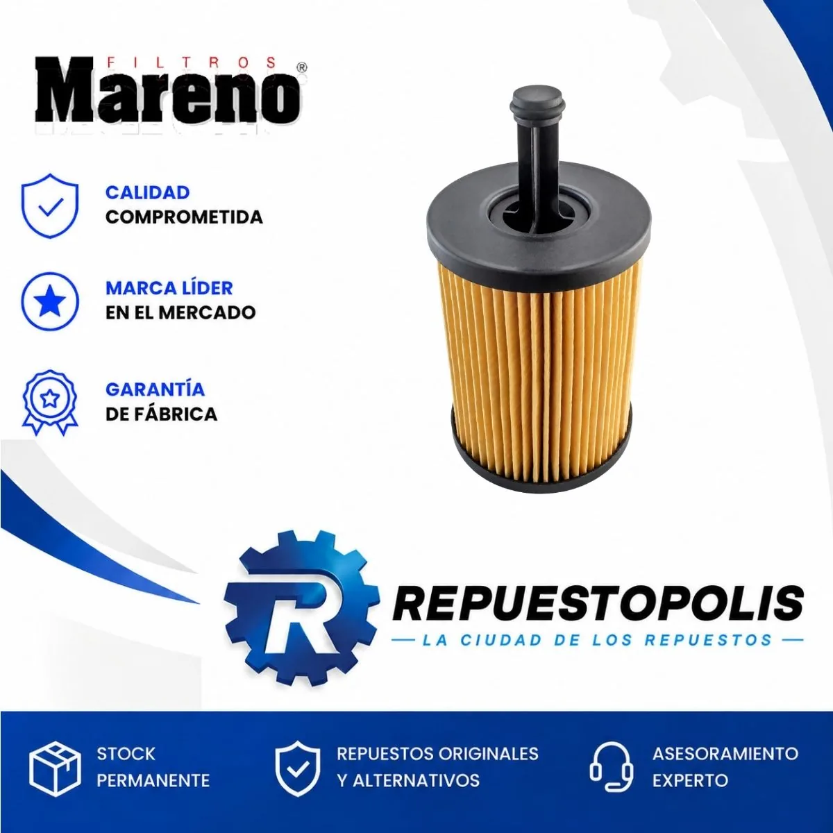 Filtro de aceite (cartucho) para Volkswagen Vento, Volkswagen Bora, Volkswagen Suran y Volkswagen Tiguan TDI - MARENO