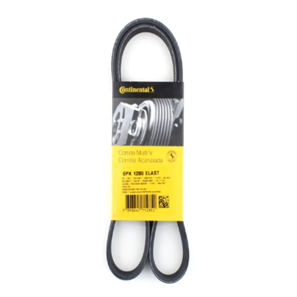 Correa de accesorios poli-V 6PK 1200 ELAST para Volkswagen Fox 1.6, Gol IV 1.6, Gol V 1.6, Suran 1.6 y Voyage 1.6 - CONTINENTAL