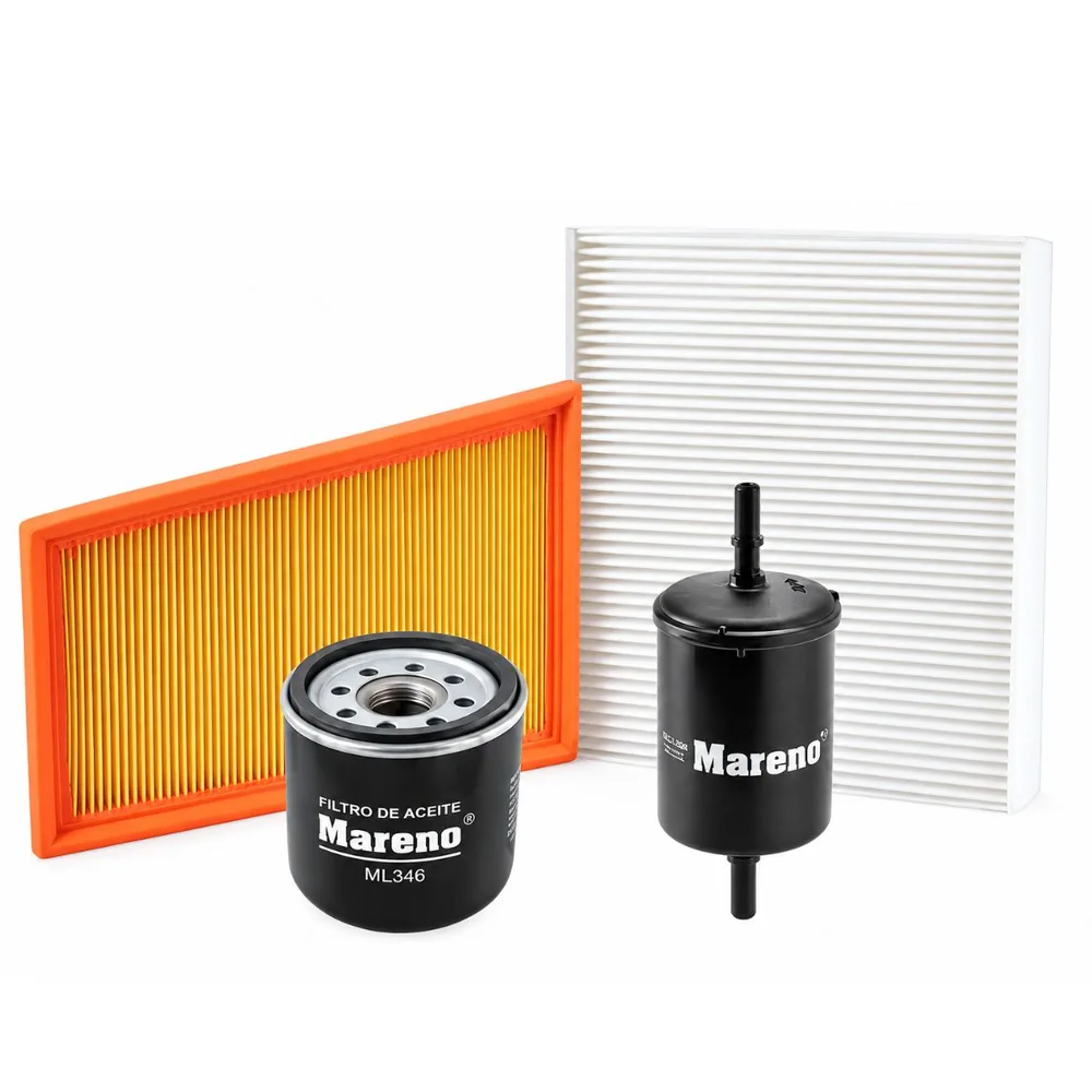 Kit de filtros (aire, aceite, habitáculo, nafta) para Chevrolet Tracker 1.2 Turbo, Onix 1.2 Turbo y Montana 1.2 Turbo - MARENO