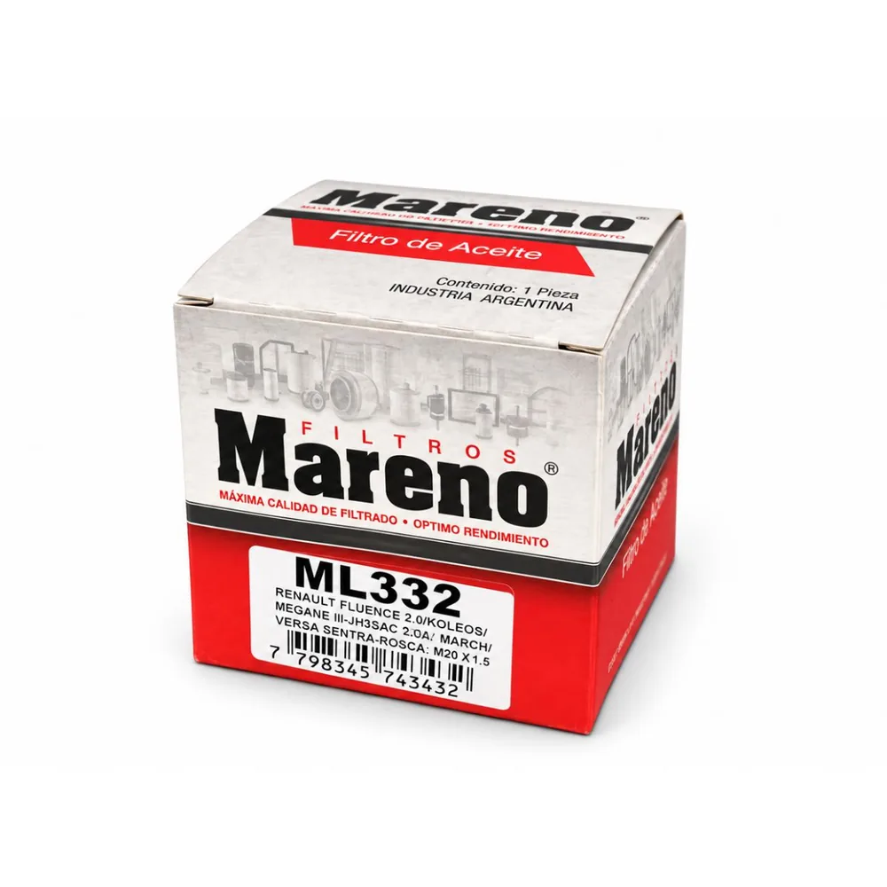 Filtro de aceite para Renault Fluence 2.0, Koleos y Mégane III, Nissan Tiida y 3 más - MARENO