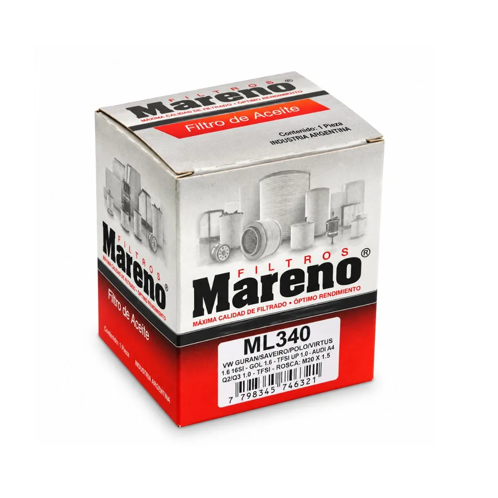 Filtro de aceite para Volkswagen Suran 1.6 MSI, Saveiro 1.6 MSI, Fox 1.6 MSI y Up! 1.0 y 1 más - MARENO