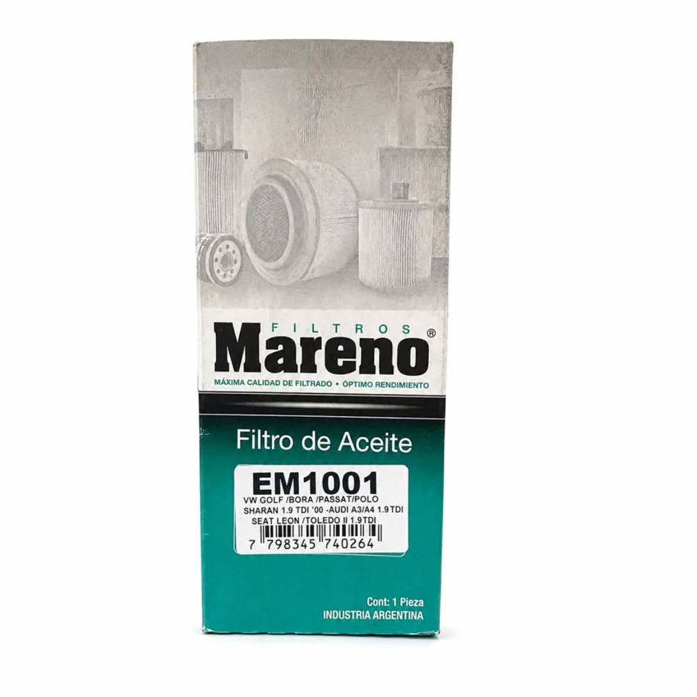 Filtro de aceite (cartucho) para Volkswagen Golf, Volkswagen Bora, Volkswagen Passat y Volkswagen Polo TDI 1.9 y 6 más - MARENO