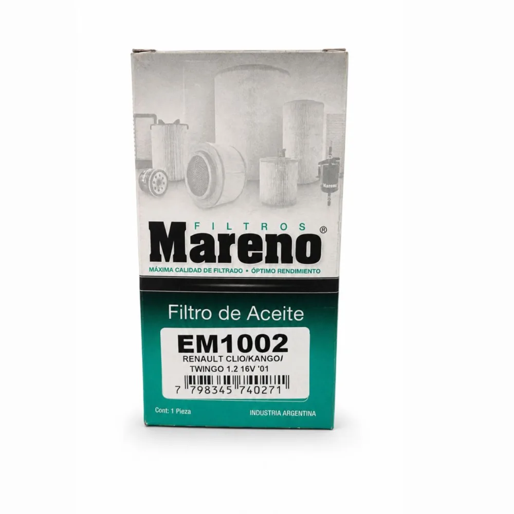 Filtro de aceite (cartucho) para Renault Clio, Renault Kangoo y Renault Twingo 1.2 16V - MARENO