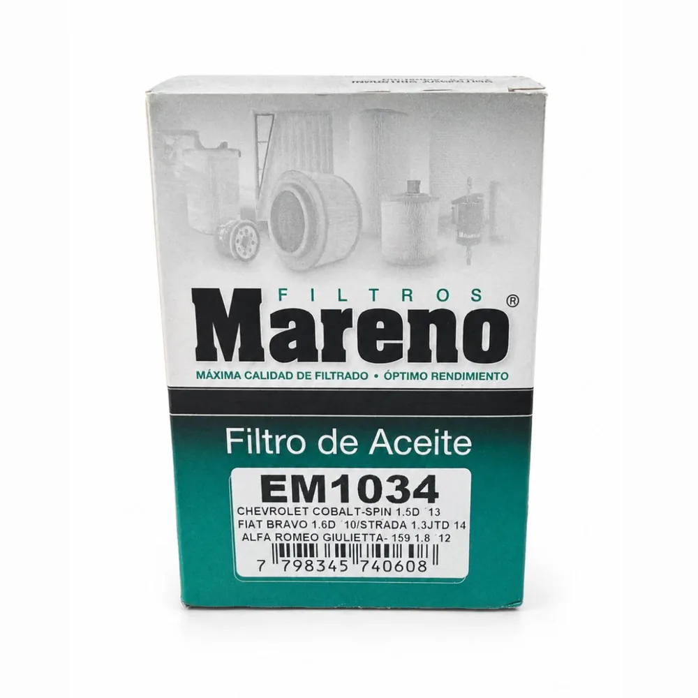 Filtro de aceite (cartucho) para Chevrolet Cobalt, Chevrolet Spin 1.5 D, Fiat Bravo 1.6 D y Fiat Grand Siena 1.6 16V y 3 más - MARENO