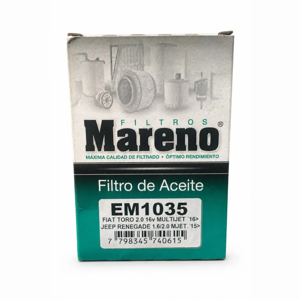 Filtro de aceite (cartucho) para Fiat Toro 2.0 16V Multijet y Jeep Renegade 1.6 - MARENO