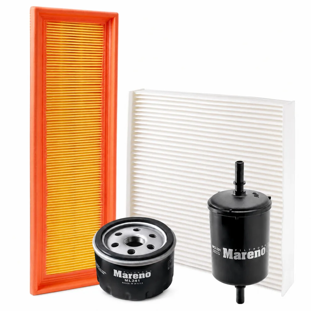 Kit de filtros (aire, aceite, habitáculo, nafta) para Renault Logan y Renault Sandero 1.6 8V - MARENO