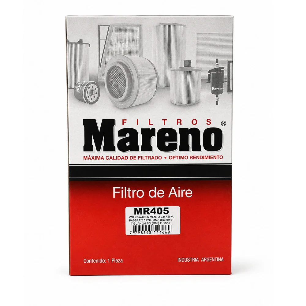 Filtro de aire para Volkswagen Golf V 1.6, Volkswagen Passat Variant 2.0, Audi A3 II 2.0 1.6 3.2 y Seat Leon II 1.6 - MARENO