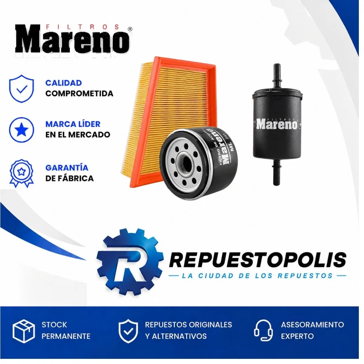 Kit de filtros (aire, aceite, nafta, habitáculo) para Renault Duster y Renault Sandero - MARENO