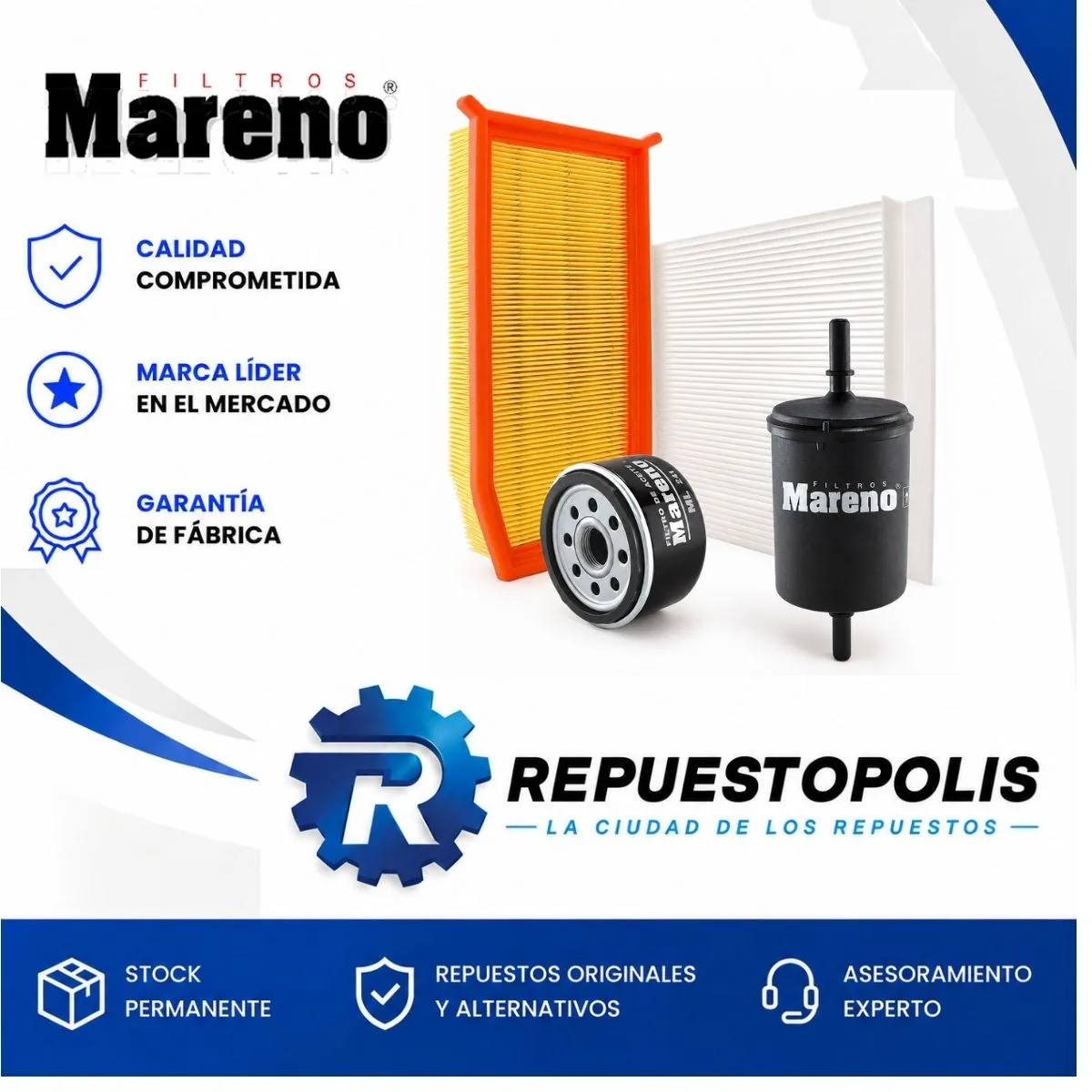 Kit de filtros (aire, habitáculo, aceite, nafta) para Renault Duster y Oroch 2.0 - MARENO