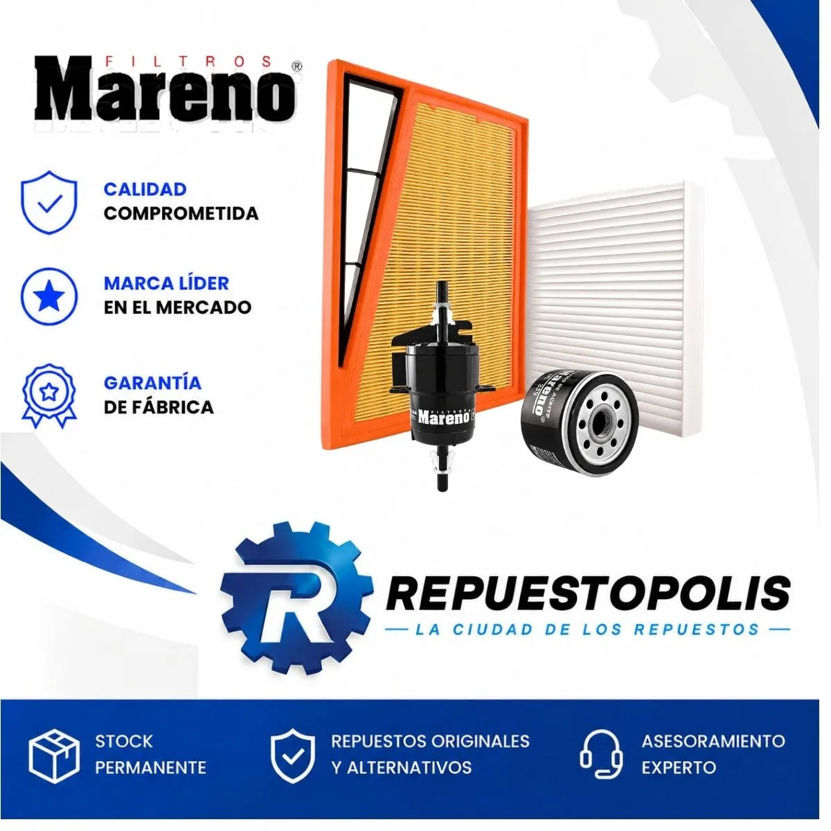Kit de filtros (aire, habitáculo, aceite, nafta) para Fiat Argo y Cronos 1.3FFLY - MARENO